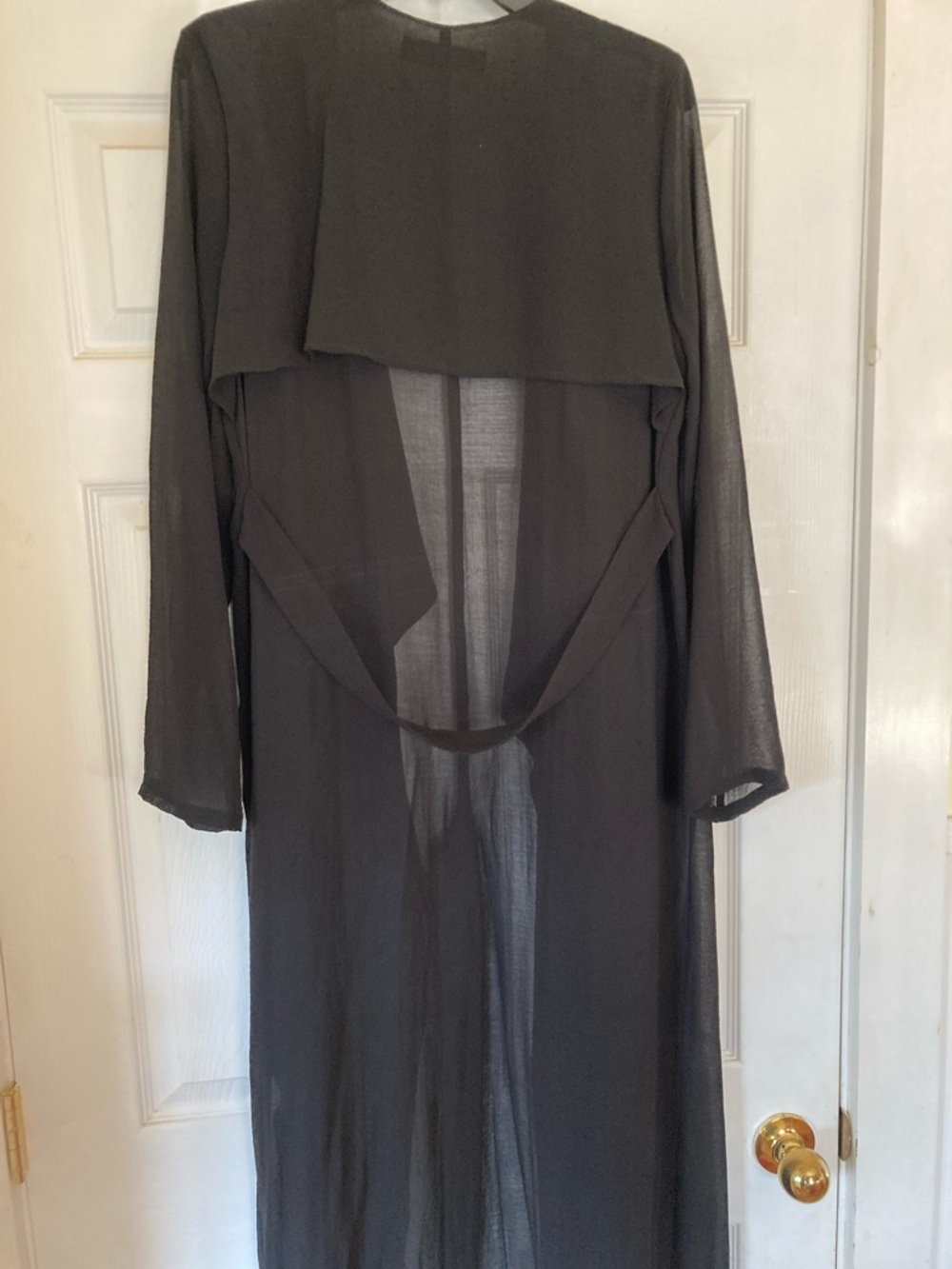 naked wardrobe Sheer Black Draped Open Trench Cardigan - Picture 7 of 10